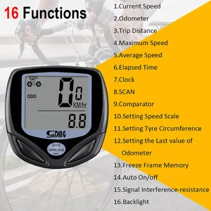 16 Functions Waterproof LED 546C Wireless Bike Bicycle Computer Cycle Cycling Odometer AUTO WAKE-UP Bike Computer Speed Meter