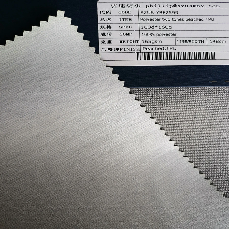 160d 100% polyester herringbone microfiber two tones membrane laminated waterproof jacket fabric