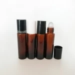 1ml 2ml 3ml 5ml 10ml Amber Glass Roll On Bottle Perfume Stainless Steel Roller Bottle Glass Roller Bottle With Black Cap