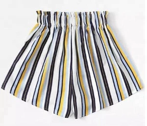 2019 Summer Women Frill Trim Striped Hot Shorts