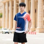 2020  dry fit fabric wholesale cheap price Red  Badminton Wears Tennis Shirt in Ladies and Mens sizes Sports Wears