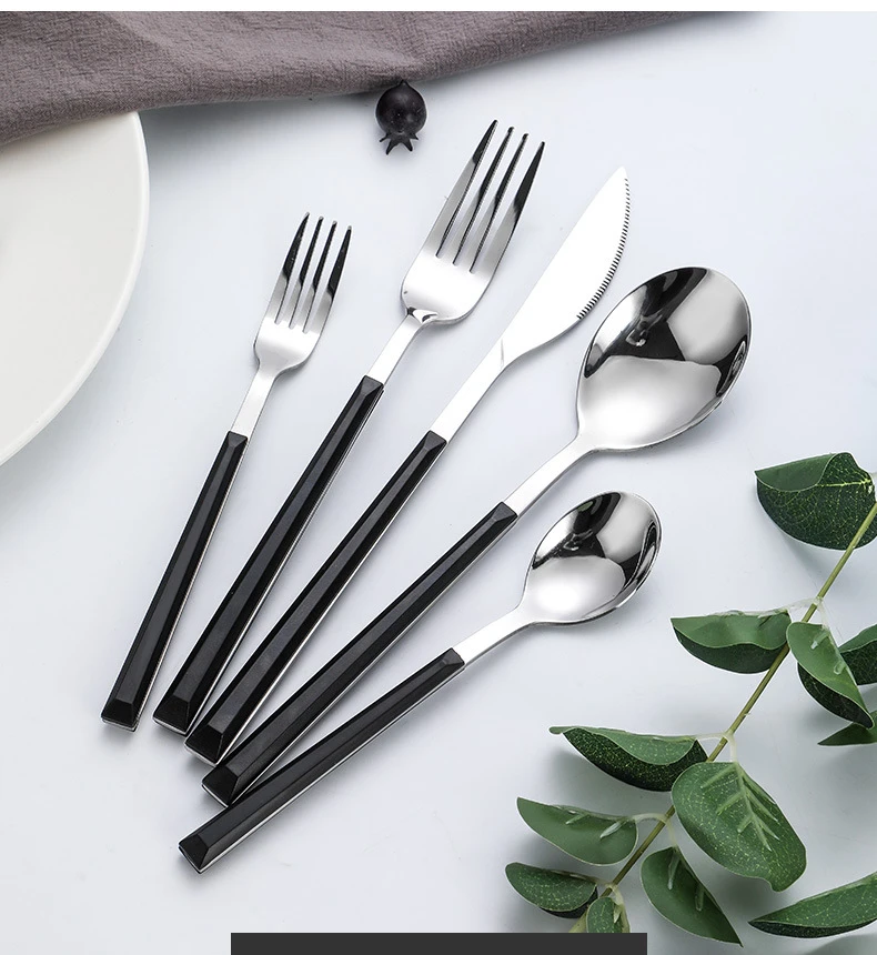 2021 18/0 new wooden/stone pattern handle stainless steel tableware western knife fork and spoon cutlery