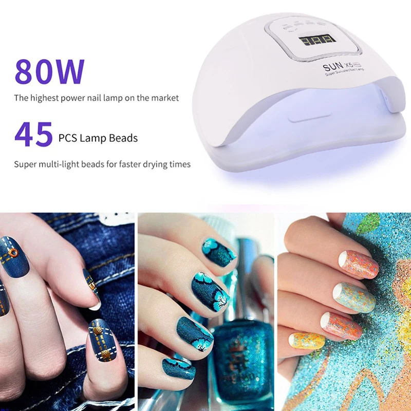 2021 new arrivals 80W UV Lamp cure wireless dual light rechargeable cordless sun  uv led gel dryer nail lamp 45PCS