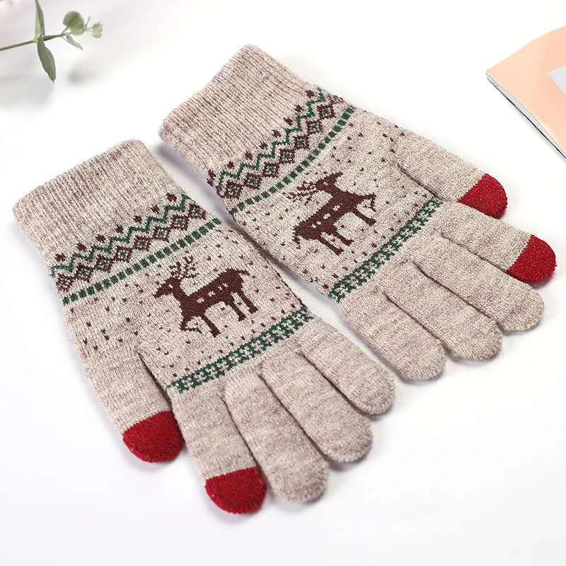 2021 winter magic gloves touch screen warm winter glove men women stretch knitted deer logo mittens gloves