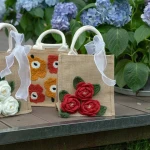 2024 New Innovation Handmade Diy Camellia Crochet Material Kit Linen Shopping Gift Bag