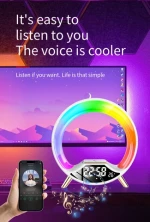 2024 New Led Digital Music Sunset Kids Alarm Clock Speaker Night Lamp Clocks Smart And Wireless Charge Wake Up Light For Bedroom