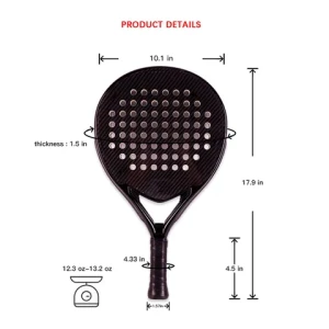 2024 New Popular Beach Paddle Custom Logo Black tennis Ball Carbon Fiber Surface Outdoor Tennis Paddle