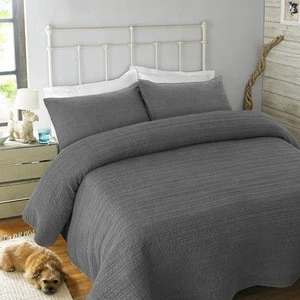 25 Years Experience Durable Patchwork Grey Polyester Adult Plain King Size Quilted Bedspread For Hotel