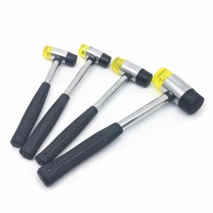 25mm Double Face Soft Rubber Hammer with Steel Tubular and Black Plastic Coated Handle Leather Craft DIY Tool