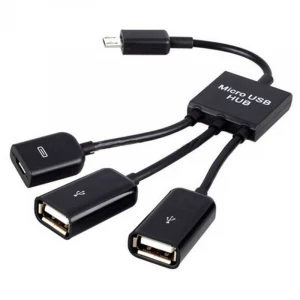 3 in 1 Micro USB HUB Male to Female and Double USB 2.0 Host OTG Adapter Cable