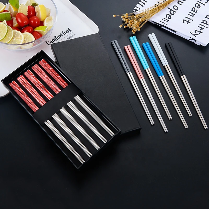 304 stainless steel 5 pairs chopsticks gift set