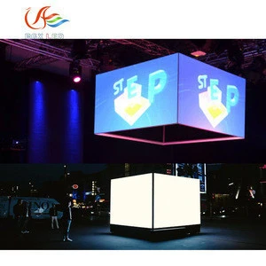 3D cube indoor led screen/cube led display/square led billboard use for stage/plaza/museum /aquarium