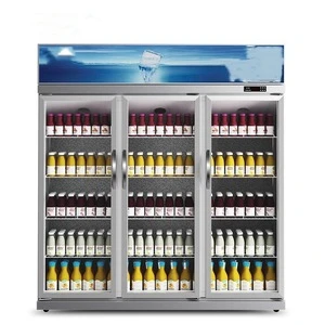 3Glass door compressor inside 1200L supermarket layers display  refrigerator