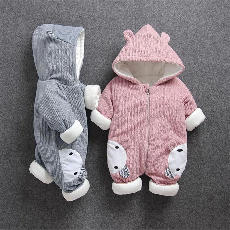 40 Designs New Baby Costume Rompers Clothes Cold Winter Boy Girl Thicken Jumpsuit Warm Comfortable Baby Hooded Bodysuit Romper