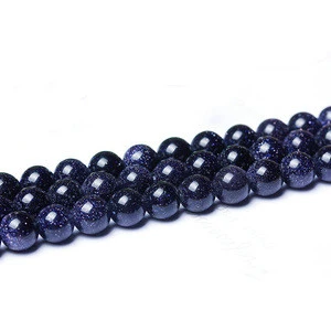 4/6/8/10/12/14 mm Natural Round Blue Sand Stone Beads For Jewelry Making