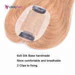 6*9cm Brazilian Hair Topper Cuticle Aligned Virgin Human Hair Topper Silk Base Hair Piece Clip In