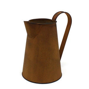 7 Inch Rusty Milk Pitcher, Country Rustic Primitives Metal Watering Can Jug Vase for Home and Garden Decor