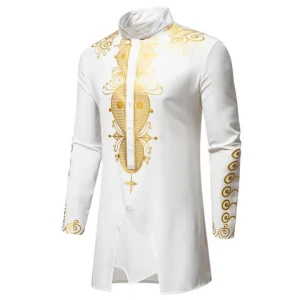7002 unique design most popular pure color standing collar embroidery fashion design muslim men clothing daily wear