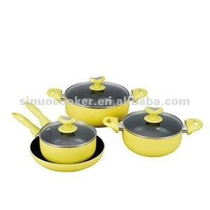 7pcs aluminum non-stick cookware set,16cm milk pan,20cm casserole,24cm casserole,24cm frying pan