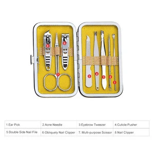 8 PCS/Set Nail Clippers Kit Manicure Tools Nail File Scissors Nail Care Tools Mini Manicure Set with Textured Case Easy to Carry