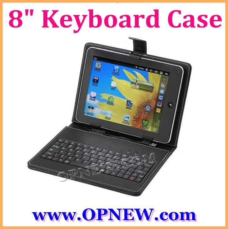 8&quot; Keyboard Leather Cover Case QWERTY USB/mini USB/Micro Bracket Bag for 8 inch Tablet PC MID PDA Drop Shipping OPNEW Wholesale