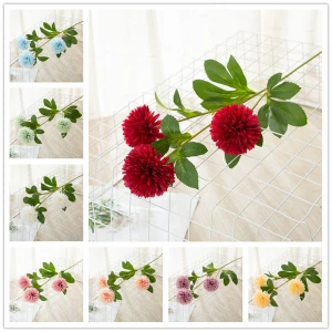 A51 Best cheep price silk Small Ping pong chrysanthemum pompon flower single stem artificial dandelion home decor
