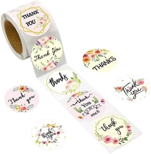 Adhesive Floral Thank You Sealing Sticker Custom Printing Labels