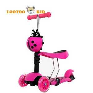  china factory cheap price 3 lighted wheel kids foot kick 3in1 mini scooter