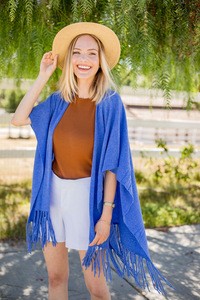 Alicia Wrap   100% Cashmere Cape-Style Wrap with Hand-tied Fringe
