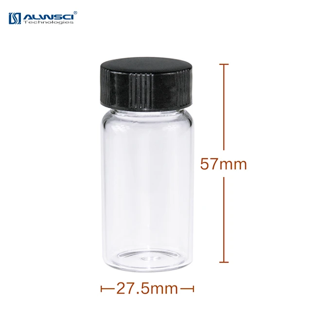 Alwsci lab use 20ml glass sample vial pp cap with ptfe silicone septa