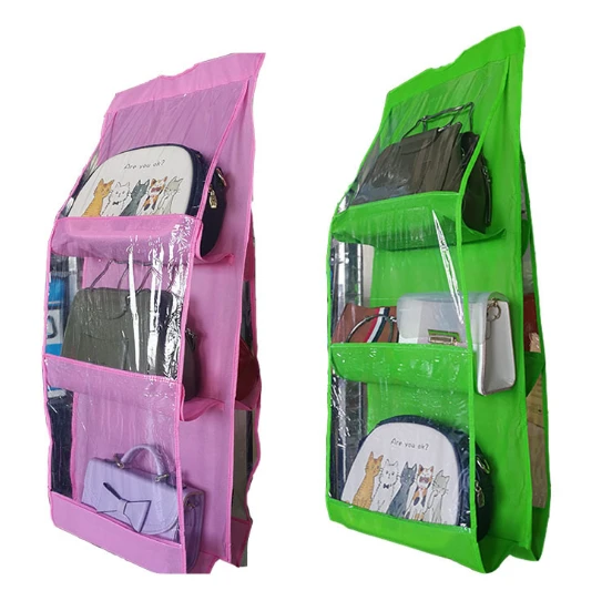 amazon modern handbag mesh bag closet  hanging dust bags cover bag organizer 6 shelf