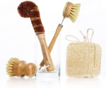 Amazon Supplier Kitchen Wood Cleaning Brushes with Long Handle Sisal Coconut Natural Fiber Bristle Pot Pan Bottle Scrub Brush
