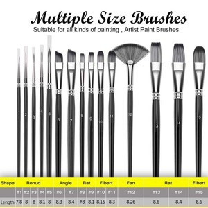 Artist Paint Brush Set 15 Different Sizes Paint Brushes for Acrylic Gouache Watercolor Oil  Paint - Perfect Gift for Artists,