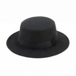 Autumn and winter hat men's and women's Retro British flat top flat brim woolen hat, polyester Performance hat