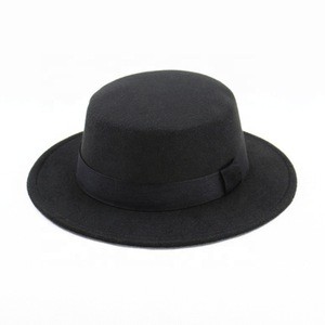 Autumn and winter hat men&#39;s and women&#39;s Retro British flat top flat brim woolen hat, polyester Performance hat