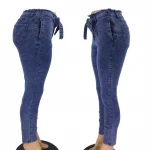 Autumn new style high quality cotton mid waist fringed belt skinny breathable womens jeans