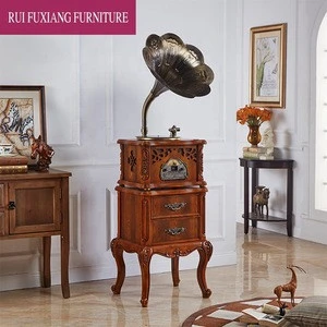 AV220 European Style Solid Wood Classical Gramophone Living Room Old Fashioned Loudspeaker CD Pure Copper Record Player