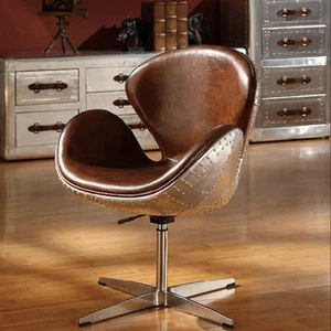Aviator Arne Jacobsen Aluminium Spitfire Vintage Leather Swan Chair