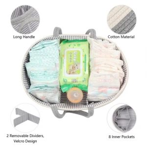Baby Diaper Caddy Organizer Extra Large Nappy Caddy Rope Nursery Storage Baby Shower Gift Basket