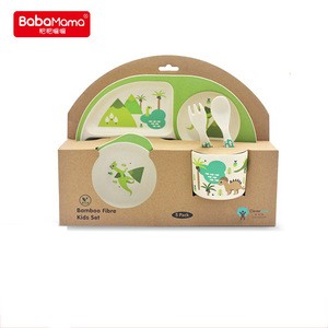Baby Feeding Tableware Set Bamboo Fiber Degradable Tableware Set Baby Gift
