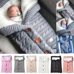 Baby Sleeping Bag Envelope Winter Kid Sleepsack Footmuff Stroller Knitted Sleep Sack Newborn Swaddle Knit Wool Swaddle Wrap