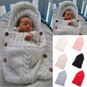 Baby Swaddle Wrap Warm Wool Crochet Knitted Newborn Infant Sleeping Bag Baby Swaddling Blanket Sleep Bags baby blanket newborn