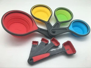 baking tools 4pcs set 250ML collapsible silicone measuring cups and spoon set