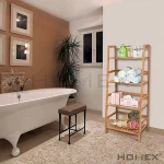 Bamboo Ladder Shelf Bookcase 4 Shelf Storage Rack Display Stand