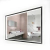 Bathroom Mirror With LED, Clock And Touch Button LED Bathroom Mirror With Light Round