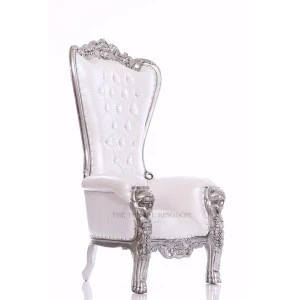 Best Quality ROYAL Queen Tiffany Lion Throne Chair in White and Silver Color