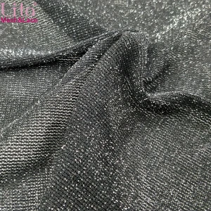 Lita J202240# elastic shinning tulle nylon-spandex mesh fabric with silver glitter yarn good quality net fabric