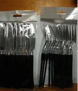 Black Handle silver& gold plated flatware & tableware & cutlery sets wholesale