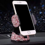Bling Crystal Car Phone Mount With One More Air Vent Base,Universal Cell Phone Holder For Dashboard,Windshield And Air Vent