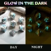 Blue Glow in The Dark Flower Metal Dice 7 Pcs Metallic DnD Dice Set Custom DND Dice for Dungeons and Dragon Tabletop Game